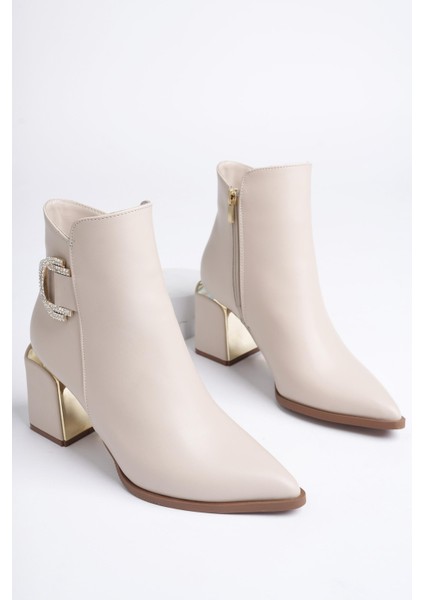 Qadra Garantili Sivri Burun Kalın Topuklu Toka Detaylı Fermuarlı Kadın Bot modelleri