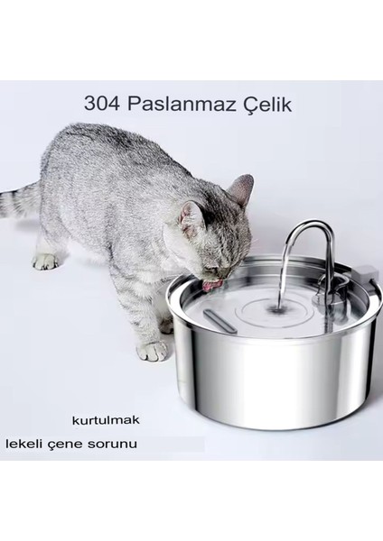 3.2 L 108 Oz Paslanmaz Çelik Büyük Metal Kedi Köpek Için Otomatik Su Pınarı Su Çeşmesi Su Sebili