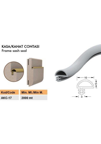 Amerikan Ahşap Kapı Fitili 25 Metre Krem Renk Yandan Tırnaklı 10 mm Genişlik D Fitil