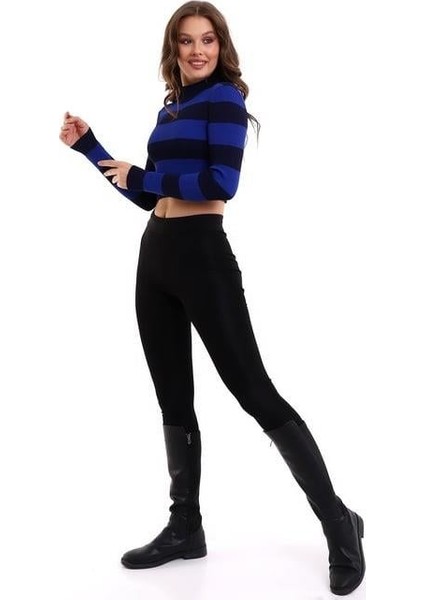 Çizgili Triko Crop Kazak Triko Bluz 1101 fırsatları