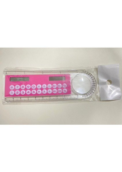 Mini Renkli Çok Fonksiyonlu Öğrenci 10 cm Cetvel Güneş Hesap Makinesi Açı Büyüteç Hediye Kırtasiye (Yurt Dışından)