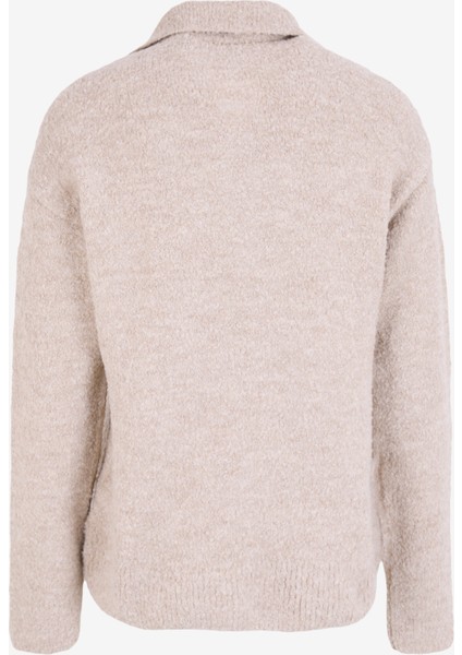 Bej Kadın Fermuarlı Yaka Basic Fit Melanj Kazak D4WL-KZK3450 fiyatları