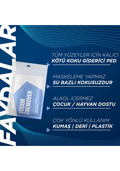 Q²m Odorremover Pads Kötü Koku Giderici Ped - 4'lü Paket -Çok Amaçlı Koku Giderici
