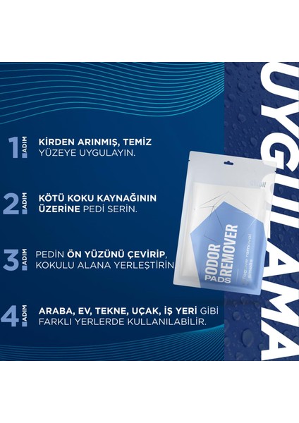 Q²m Odorremover Pads Kötü Koku Giderici Ped - 4'lü Paket -Çok Amaçlı Koku Giderici