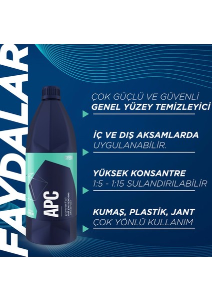 Q²m Apc Çok Amaçlı Genel Yüzey Temizleyici - 1000 ml -Konsantre Leke Çıkarıcı Yağ Çözücü