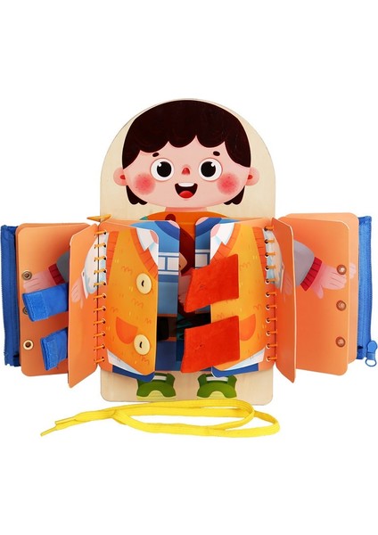 Çocukların Giyinme ve Uygulamalı Yetenek Geliştirmesi Için Çocuk Ahşap Çok Katmanlı Meşgul Tahta Montessori Erken Eğitim Ayakkabı Bağı Oyuncağı (Yurt Dışından)