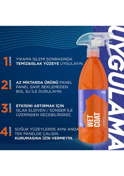 Q²m Wetcoat Nano Boya Koruma ve Seramik Sprey Hızlı Cila - 4000 ml -Su Itici Parlak Islak Cila