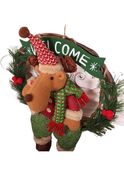 Yeni Iskandinav Ins Mağaza Kapısı Asılı Noel Çelenk Noel Baba Bebek Rattan Yüzük Noel Dekorasyon Kolye (Yurt Dışından)