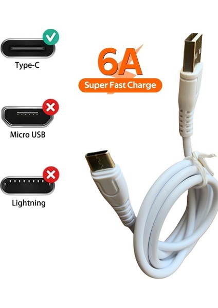 1 metre 6 amper TYPE-C USB ŞARJ DATA KABLOSU FAST HIZLI ŞARJ