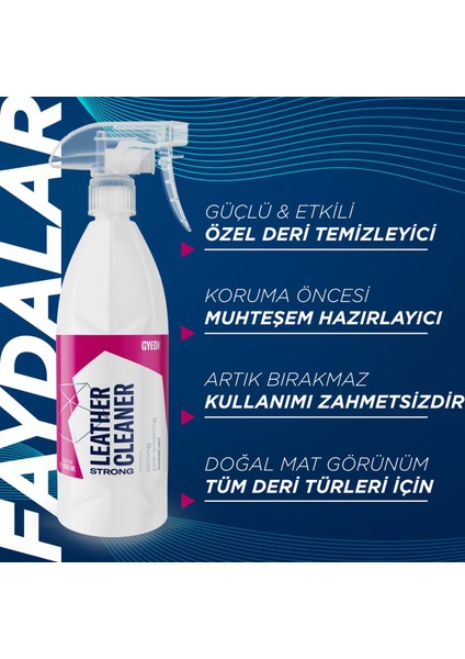 Q²m Leathercleaner Strong Güçlü Deri Temizleyici - 500 ml -Mat Görünüm Deri Koltuk Temizleme