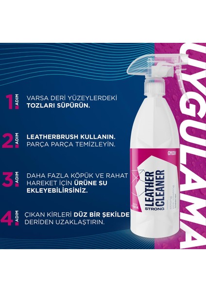 Q²m Leathercleaner Strong Güçlü Deri Temizleyici - 500 ml -Mat Görünüm Deri Koltuk Temizleme