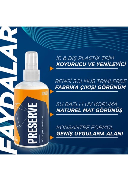 Q²m Preserve Iç Dış Plastik Trim Yenileyici ve Koruyucu - 250 ml -Mat Görünüm Plastik Onarıcı