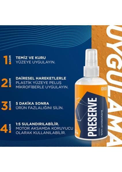 Q²m Preserve Iç Dış Plastik Trim Yenileyici ve Koruyucu - 250 ml -Mat Görünüm Plastik Onarıcı