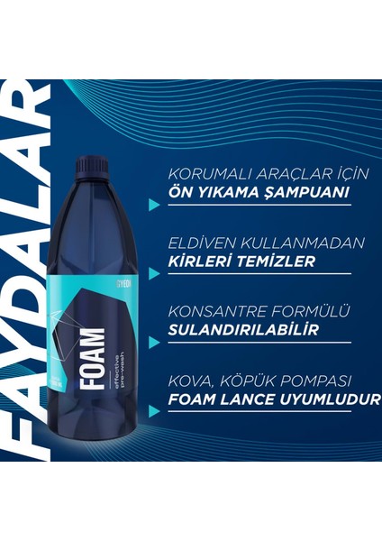 Q²m Foam Araç Ön Yıkama Şampuanı Konsantre - 1000 ml - Yoğun Köpüklü Prewash Snow Foam