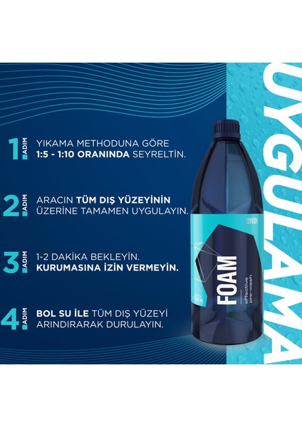 Q²m Foam Araç Ön Yıkama Şampuanı Konsantre - 1000 ml - Yoğun Köpüklü Prewash Snow Foam