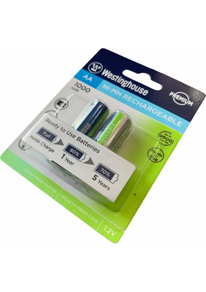 Westinghouse Xbox Kontrolcüsü Için Pili Şarjlı Pil Aa Kalem Ni-Mh 1000 Mah 1 Kart 2 Adet Pil