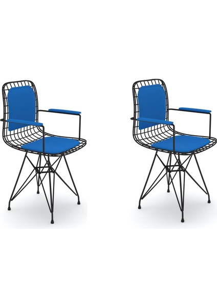 Knsz kafes tel sandalyesi 2 li mazlum syhmvi kolçaklı sırt minderli ofis cafe bahçe mutfak