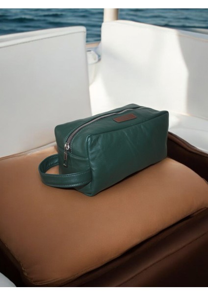 Hakiki Deri Erkek Kişisel Bakım,seyahat ve El Çantası Elçnterkderiyeşilm1