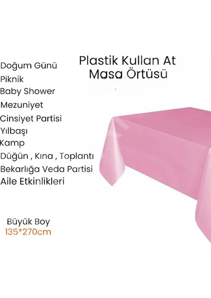 Plastik Kullan At Mint Yeşili Renk Masa Örtüsü 120X180 Küçük Boy