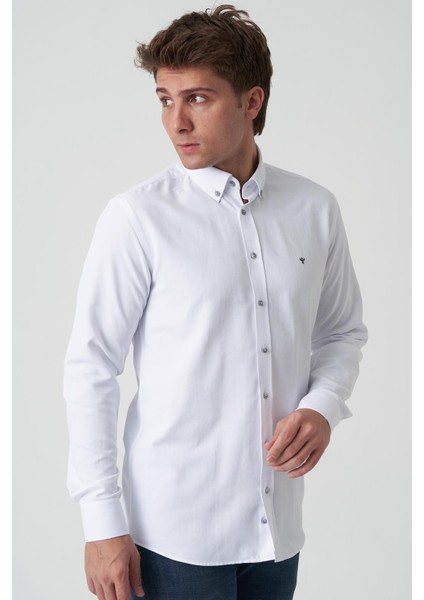 Aveiro G2513 Slim Fit Desenli Gömlek Beyaz modelleri