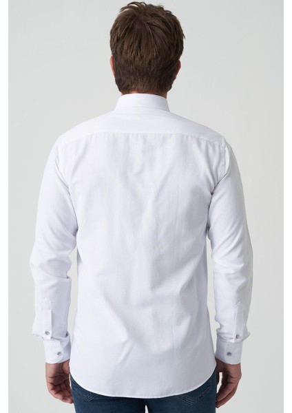 Aveiro G2513 Slim Fit Desenli Gömlek Beyaz fırsatları