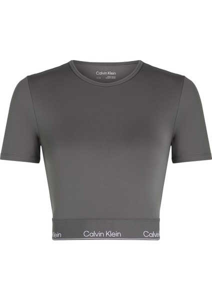 Calvin Klein Gri Kadın Bisiklet Yaka Crop T-Shirt 00GWS4K194PTS-WO - Ss T-Shirt Crop