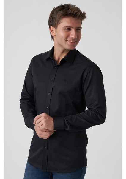 Elvas G186-2 Normal Fit Düz Gömlek Siyah fiyatları