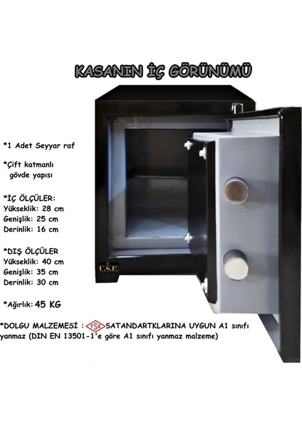 Ev ve Ofis Tipi Çelik Para Kasası
