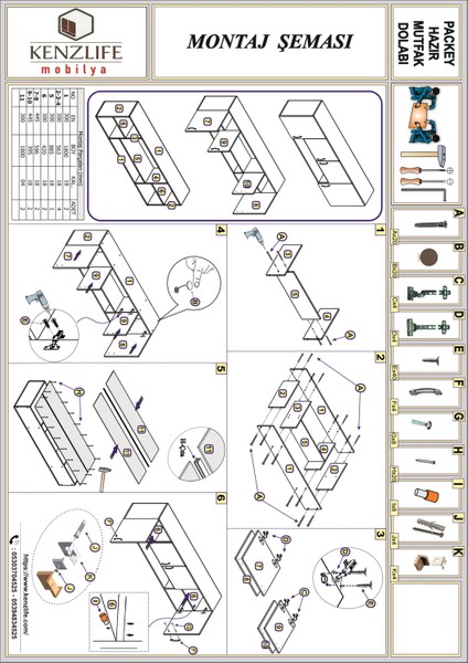 Kenzlife hazır mutfak packey gri 060*180*32 mutfak banyo dolabı kapaklı raflı indirimleri