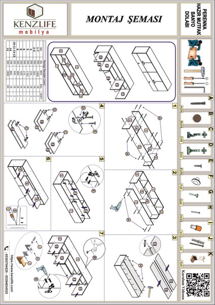 Kenzlife hazır mutfak perenna crd 060*180*32 mutfak banyo dolabı kapaklı raflı indirimleri