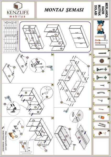 Kenzlife hazır mutfak merlanda cvz 060*120*32 mutfak banyo dolabı kapaklı raflı indirimleri