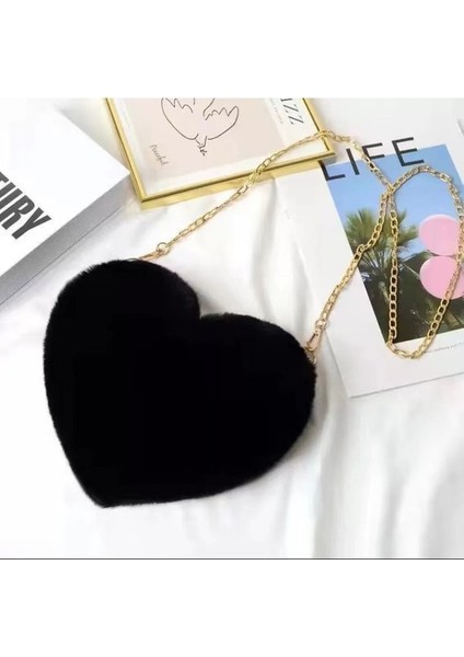 Moda Aşk Çantası, Şeftali Kalpli Çanta, Kadın Zincir Çapraz Çanta, Peluş Omuz Çantası, Bozuk Para Cüzdanı, Sevgililer Günü (Yurt Dışından)