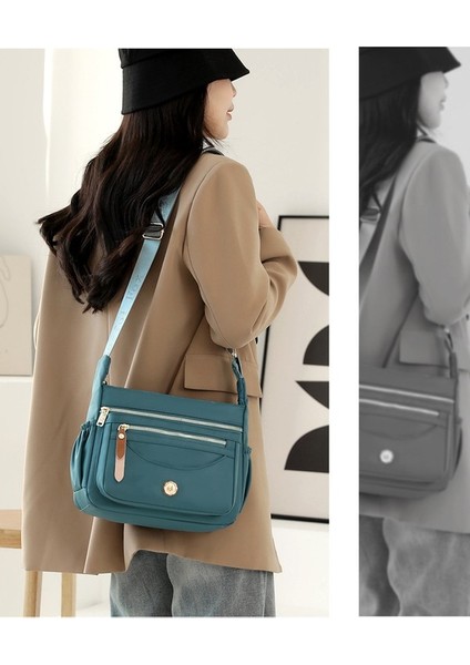 Love Home Çok Katmanlı Omuz Çantası Büyük Kapasiteli Su Geçirmez Naylon Crossbody Çanta Kadın Gündelik Cep Telefonu Sırt Çantası (Yurt Dışından)