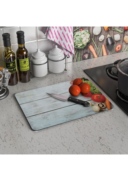 Mavi Ahşap Görünümlü Cam Kesim Tablası 20 x 30 cm modelleri