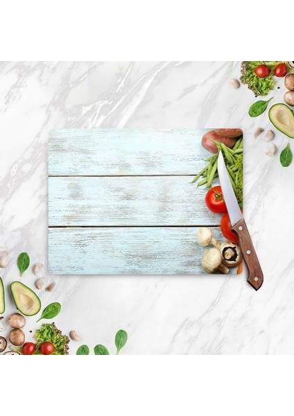 Mavi Ahşap Görünümlü Cam Kesim Tablası 20 x 30 cm fırsatları
