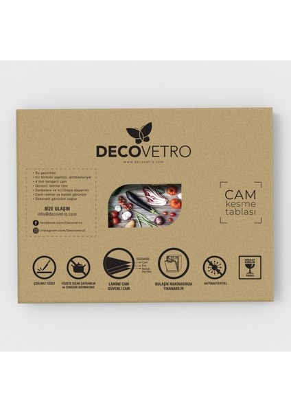 Mavi Ahşap Görünümlü Cam Kesim Tablası 20 x 30 cm