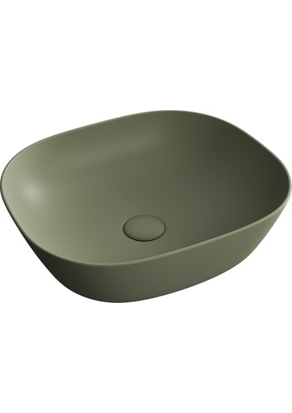 Plural 7810B475-0016 Kare Alçak Çanak Lavabo, VitrA Clean, 45 cm, Mat Yosun Yeşili