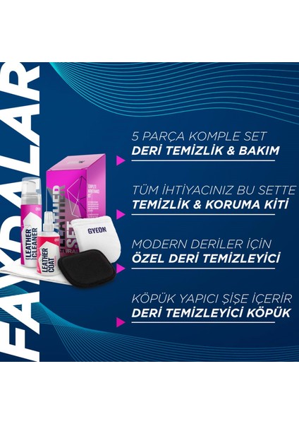 Q²m Leatherset Natural Modern Deri Günlük Hafif Temizlik ve Bakım Seti (5 Parça) - 200 ml