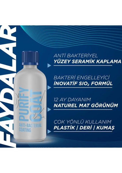 Q² Purifycoat Antibakteriyel Yüzey Koruma Seramik Kaplama - 100 ml -12 Ay Dayanım