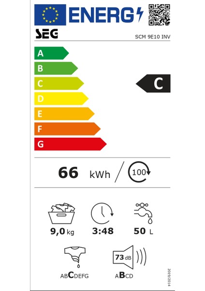 Seg Scm 9E10 Inv C Enerji Sınıfı 9 kg 1000 Devir Çamaşır Makinesi