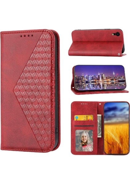 IPhone Xr Günlük Kullanım Için Flip Case Eşkenar Dörtgen Şekli Cüzdan Standı El Kayışı (Yurt Dışından) indirimleri