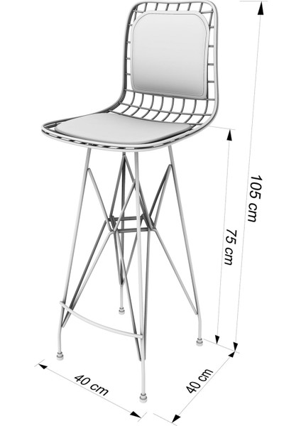 Knsz kafes tel bar sandalyesi 1 li zengin syhviona sırt minderli 75 cm oturma yüksekliği ofis cafe bahçe mutfak indirimleri