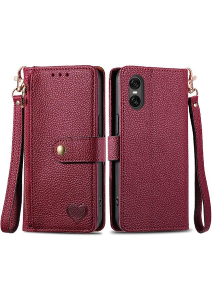 Sony Xperia 10 Vı Için Flip Case Cüzdan Darbeye Aşk Fermuar Deri (Yurt Dışından)