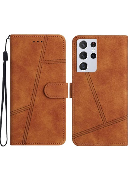 Samsung Galaxy S21 Ultra Cüzdan Pu Deri Kart Yuvaları Tutucu Için Flip Case (Yurt Dışından)