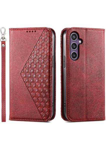 Samsung Galaxy S24 Cüzdan Eşkenar Dörtgen Şekli Standı Günlük Kullanım Için Flip Case (Yurt Dışından)