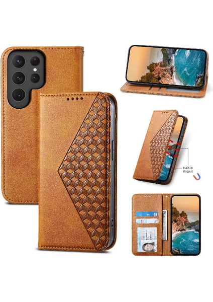 Samsung Galaxy S24 Ultra Cüzdan Eşkenar Dörtgen Şekli El Kayışı Kullanımı Için Flip Case (Yurt Dışından) indirimleri