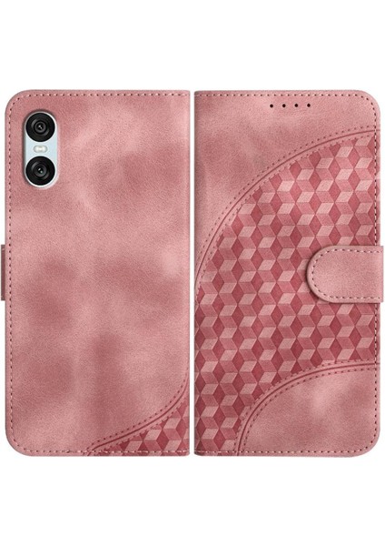 Sony Xperia 10 Vı Darbeye Deri Kılıf Için Flip Case Geometrik Desen (Yurt Dışından)