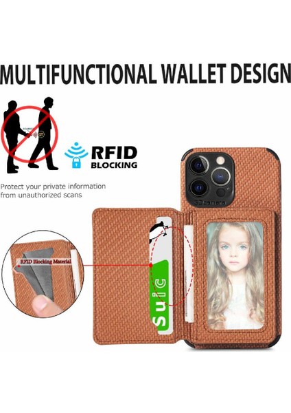 IPhone 13 Için Kılıf Pro Max Standı Fonksiyonu Rfıd Engelleme Manyetik Kart (Yurt Dışından)
