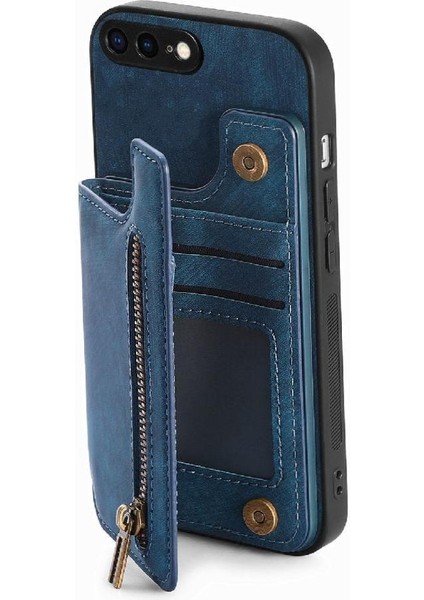 IPhone 7 Için Kılıf Artı/8 Artı Katlanabilir Arka Kapak Vintage Fermuar Cüzdan (Yurt Dışından) modelleri