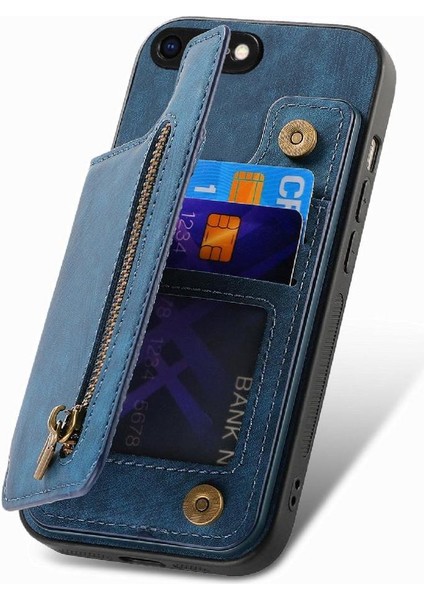 IPhone 7 Için Kılıf Artı/8 Artı Katlanabilir Arka Kapak Vintage Fermuar Cüzdan (Yurt Dışından) indirimleri